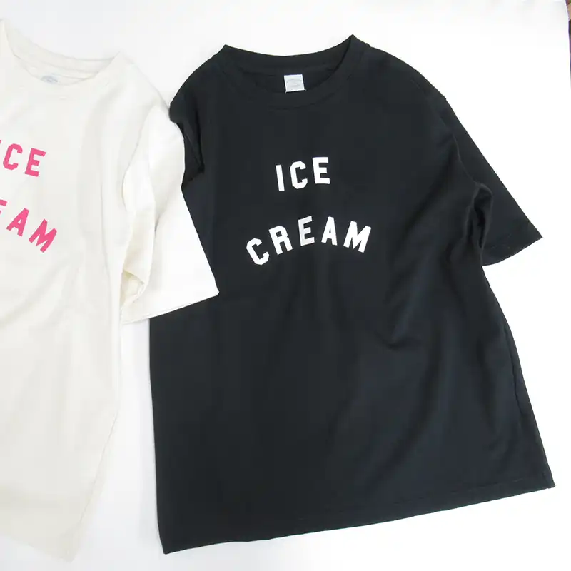 NOUVELLES DU PARADIS ドライコットン天竺プリントT(ICE CREAM)/BK99 【日本製】